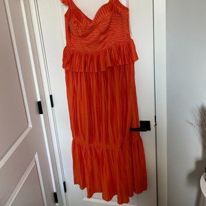 ASOS Design corset detail pleated tiered maxi dress in orange